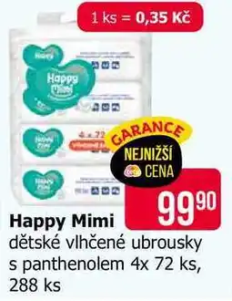 Teta Happy Mimi dětské vlhčené ubrousky s panthenolem 4x 72 ks, 288 ks nabídka