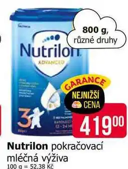 Teta Nutrilon pokračovací mléčná výživa nabídka