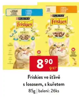 Qanto Friskies ve štǎvě s lososem, s kuřetem nabídka