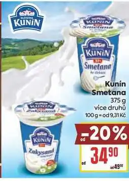 Billa Kunín Smetana 375 g více druhů nabídka
