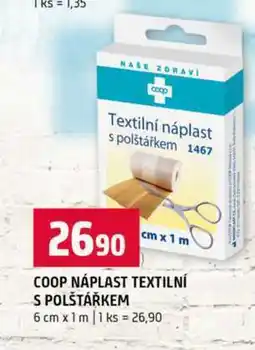 Terno COOP NÁPLAST TEXTILNÍ S POLŠTÁŘKEM 6 cm x 1m 1 ks nabídka