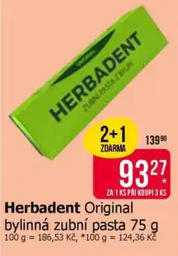 Teta Herbadent Original bylinná zubní pasta 75 g nabídka