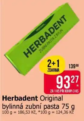 Teta Herbadent Original bylinná zubní pasta 75 g nabídka
