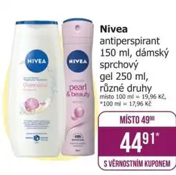 Teta Nivea antiperspirant 150 ml, dámský sprchový gel 250 ml nabídka