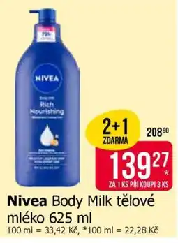Teta Nivea Body Milk tělové mléko 625 ml nabídka