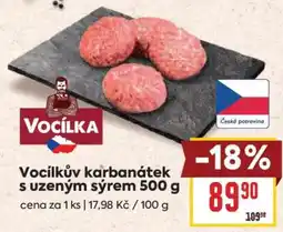 Billa Vocílkuv karbanátek s uzeným sýrem 500 g nabídka