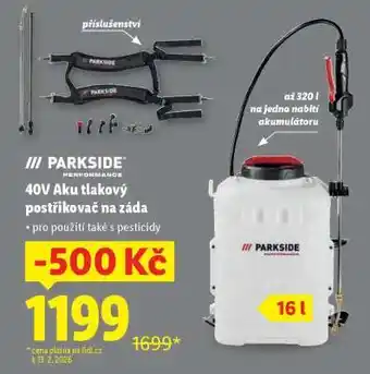 PARKSIDE PERFORMANCE 40V Aku tlakový postřikovač na záda