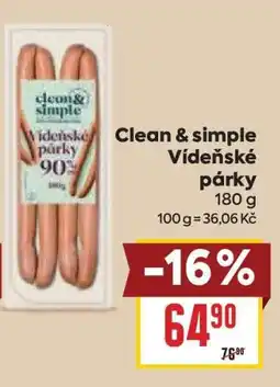 Billa clean & simple Vídeňské párky nabídka
