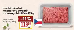Billa Hovězí mleté na přípravu burgerů a masových kuliček 475 g nabídka