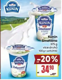 Billa Kunín smetana nabídka