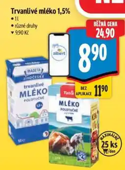 Albert Trvanlivé mléko 1,5 nabídka