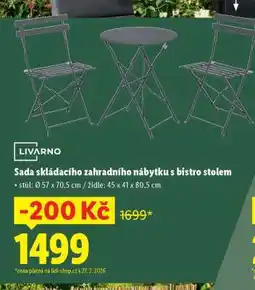 Lidl Sada skládacího zahradního nábytku s bistro stolem nabídka