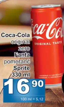 Jip Coca-Cola original zero Fanta pomeranč Sprite nabídka