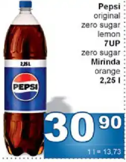 Jip Pepsi original zero sugar lemon 7UP zero sugar Mirinda orange nabídka