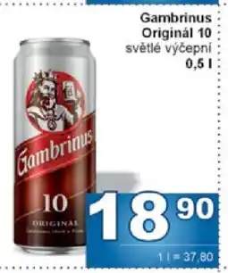 Jip Gambrinus Originál 10 světlé výčepní nabídka