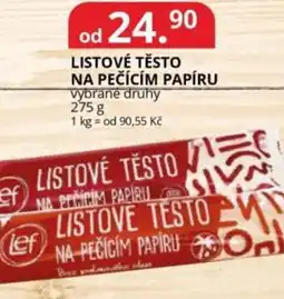 Potraviny CZ Listové těsto na pečícím papíru nabídka