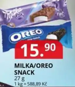 Potraviny CZ Milka/oreo snack nabídka