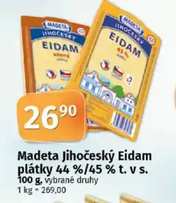 COOP TIP Madeta Jihočeský Eidam plátky 44 %/45% t. v s. nabídka