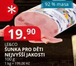 Potraviny CZ Le&co šunka pro děti nejvyšší jakosti nabídka