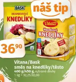 COOP TIP Vitana/Bask směs na knedlíky/těsto nabídka