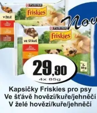 Kapsičky Friskies pro psy Ve šťávě hovězí/kuře/jehněčí V želé hovězí/kuře/jehněčí