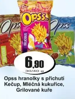 Adam Opss hranolky s příchutí Kečup, Mléčná kukuřice, Grilované kuře nabídka