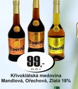 Adam Křivoklátská medovina Mandlová, Ořechová, Zlatá 18% nabídka