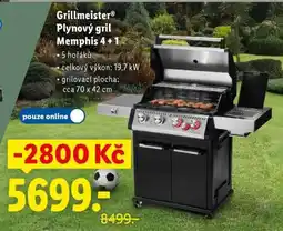 Lidl GRILLMEISTER Plynový gril Memphis 4 + 1 nabídka