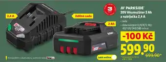 Parkside 20V Akumulátor 2 Ah a nabíječka 2,4 A
