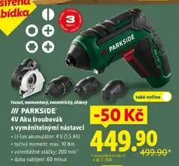 Lidl PARKSIDE 4V Aku šroubovák s vyměnitelnými nástavci nabídka