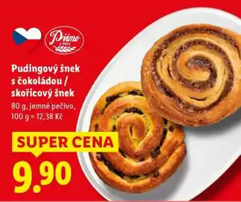 Lidl PUDINGOVÝ ŠNEK S ČOKOLÁDOU / SKOŘICOVÝ ŠNEK nabídka