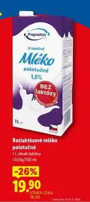 Bezlaktózové mléko polotučné