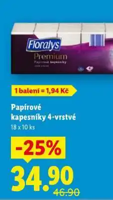 Lidl Floralys Premium Papírové kapesníky 4-vrstvé nabídka
