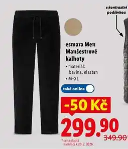 Lidl esmara Men Manšestrové kalhoty nabídka