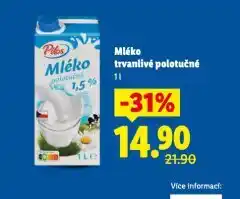 Lidl Trvanlivé mléko 1,5% nabídka