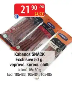 Qanto Kabanos SNÄCK Exclusive , vepřové, kuřecí, chilli nabídka