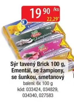 Qanto Sýr tavený Brick , Ementál, se žampiony, se šunkou, smetanový nabídka