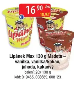 Qanto Lipánek Max Madeta - vanilka, vanilka/kakao, jahoda, kakaový nabídka