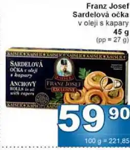 Jip Franz Josef Sardelová očka v oleji s kapary 45 g (pp = 27 g) nabídka