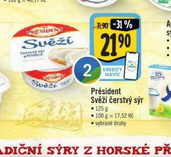 Jip Président svěží čerstvý sýr nabídka