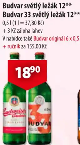 CBA Budvar světlý ležák 12 Budvar 33 světlý ležák 12 nabídka