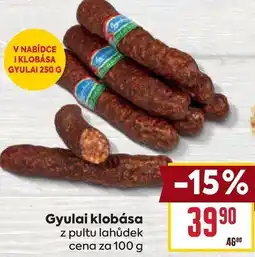 Billa Gyulai klobása nabídka