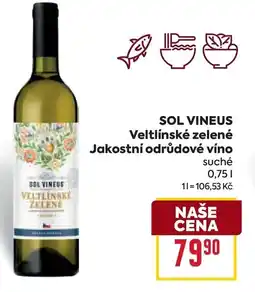 Billa SOL VINEUS Veltlínské zelené Jakostní odrůdové víno nabídka