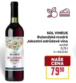 Billa SOL VINEUS Rulandské modré Jakostní odrůdové víno nabídka