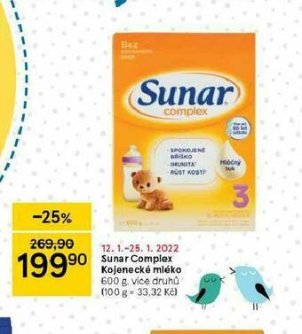 Tesco Sunar complex kojenecké mléko nabídka
