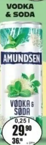 Adam Amundsen vodka & soda nabídka