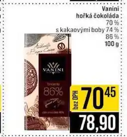 Jip Vanini hořká čokoláda 70% s kakaovými boby 74% 86% nabídka