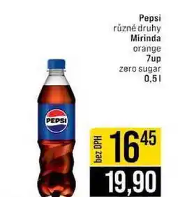 Jip Pepsi různé druhy Mirinda orange 7up zero sugar nabídka