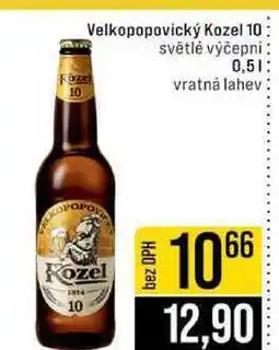 Jip Velkopopovický Kozel 10 světlé výčepni nabídka