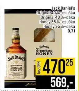 Jip Jack Daniel's Original 40% osuška Original 40%+deka Honey 35 %+osuška Honey 35%+deka 0,7l nabídka